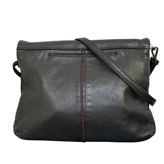 Hammitt Black Leather Fold-Over Crossbody Gunmetal Hardware