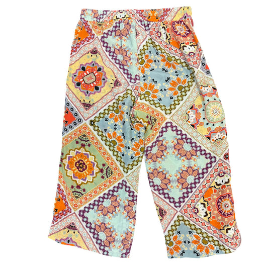 Johnny Was Jade Silk Drawstring Wide-Leg Pants Orange Multi S
