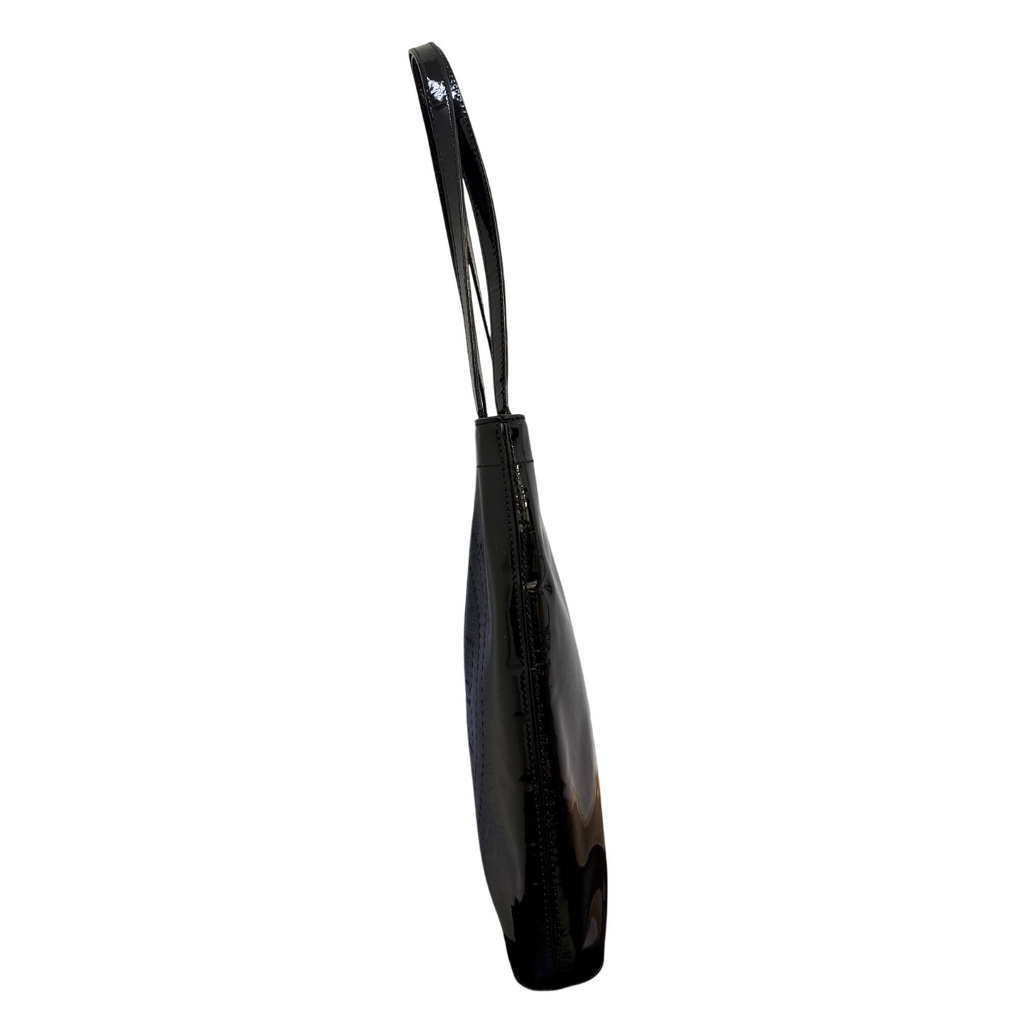 Black Patent Leather Tory Burch Perforated Logo Tote Shoulder Bag