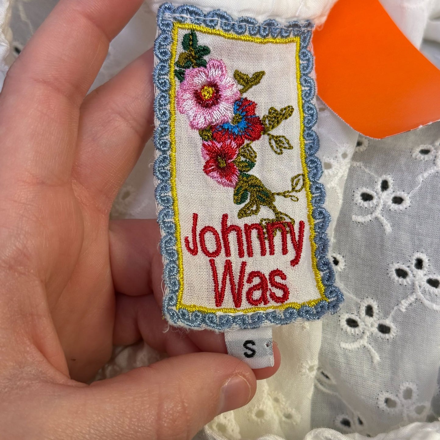 Johnny Was White Embroidered Tunic Blouse With Long Sleeves S