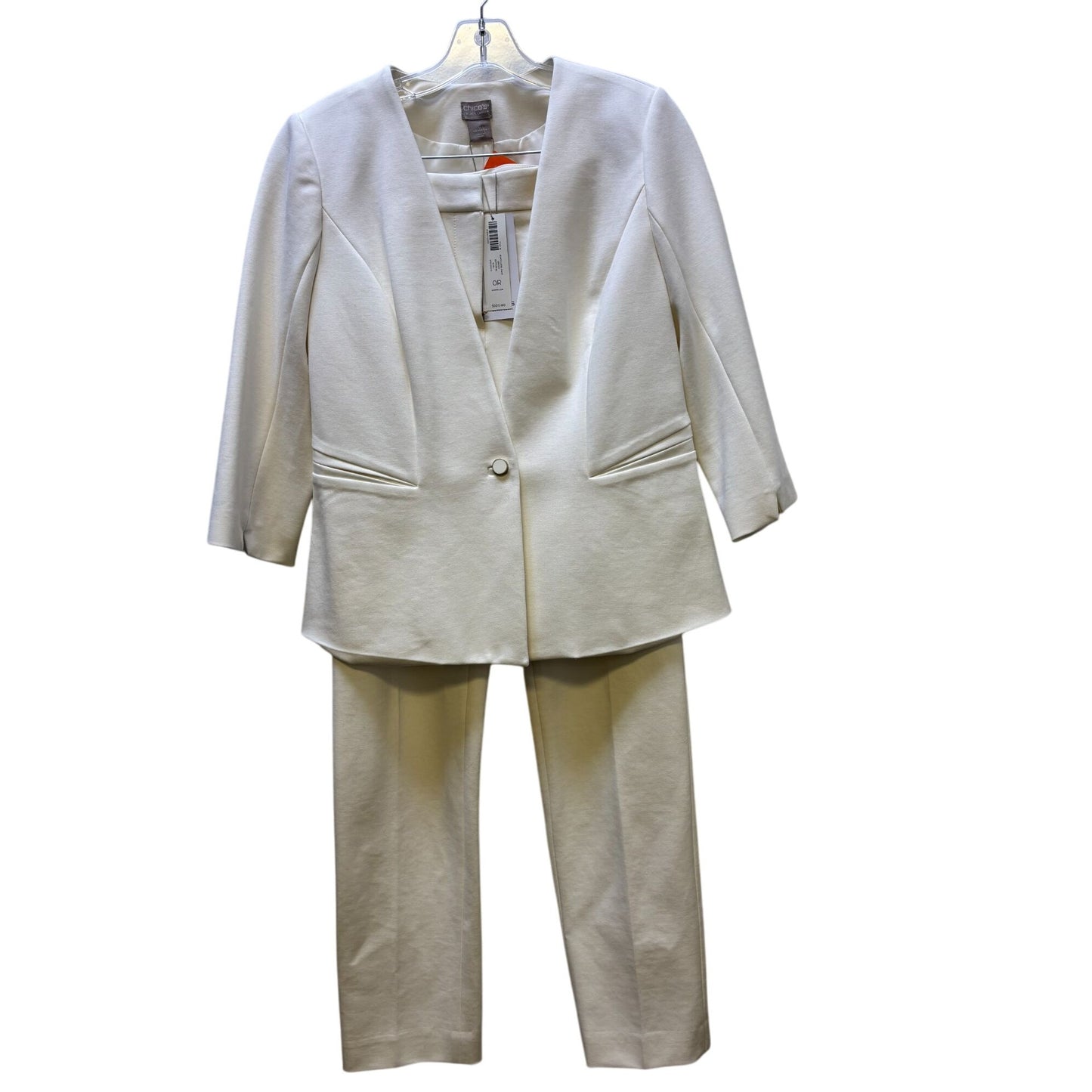 NWT Chicos Ecru Two-Piece Suit Blazer & Trousers  Size 0