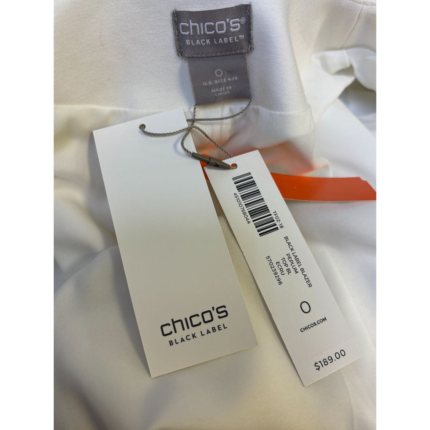 NWT Chicos Ecru Two-Piece Suit Blazer & Trousers  Size 0