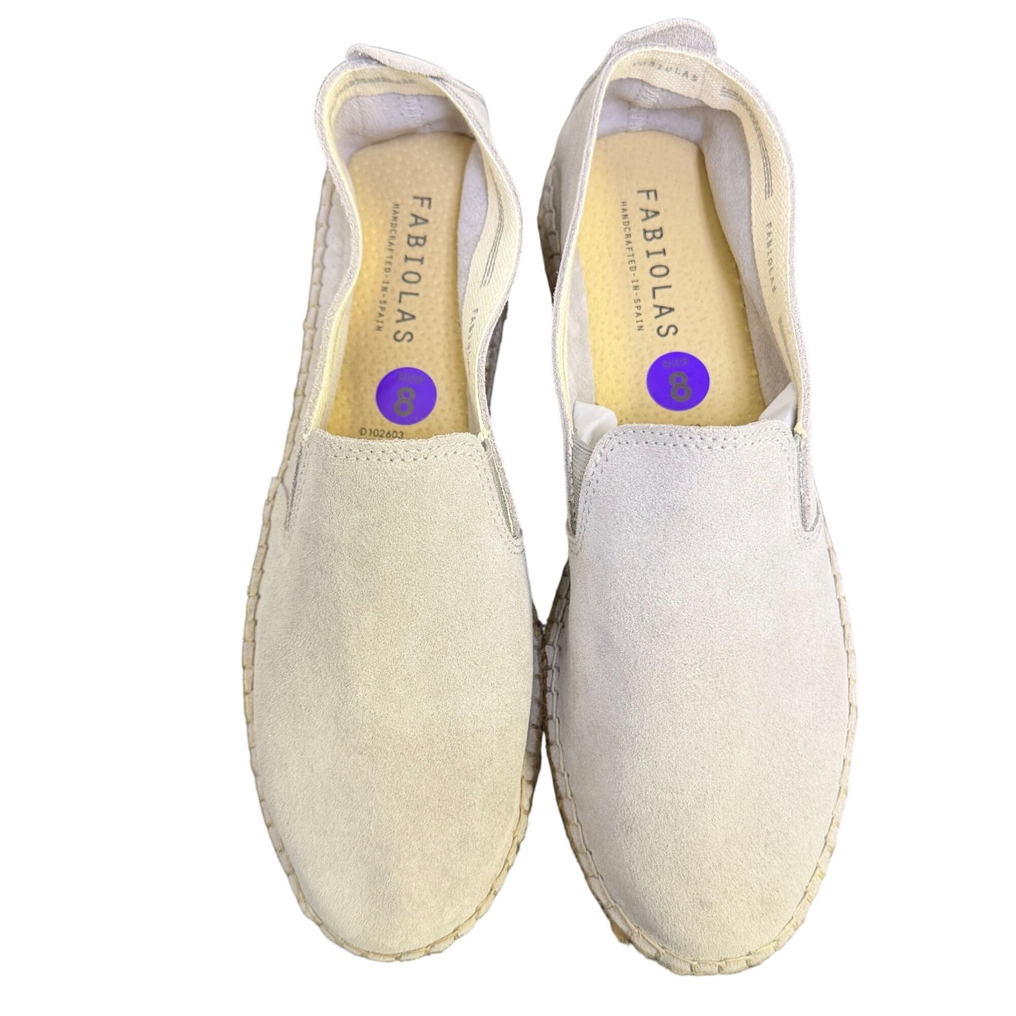 Fabiolas Light Gray Suede Espadrilles Slip-On Size 8
