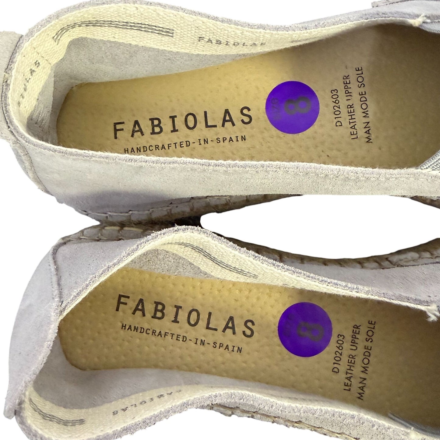 Fabiolas Light Gray Suede Espadrilles Slip-On Size 8