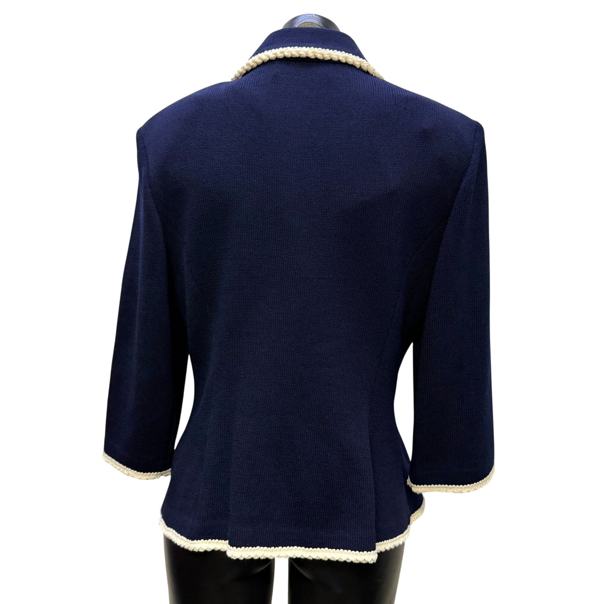 St John Collection Knit Jacket Navy White Size 12