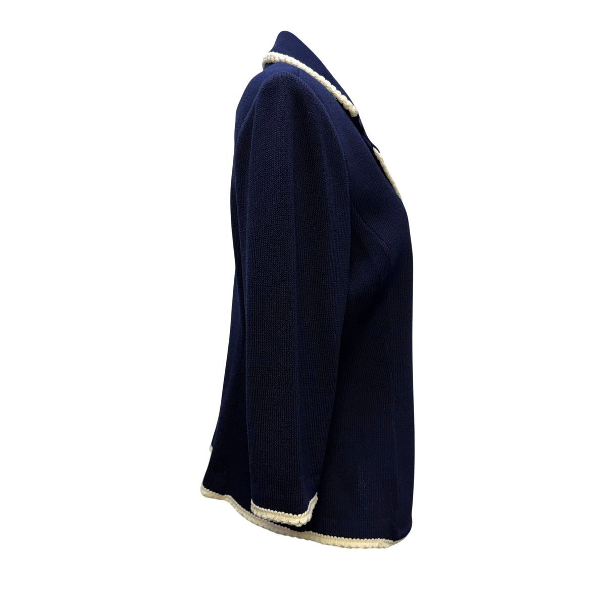 St John Collection Knit Jacket Navy White Size 12