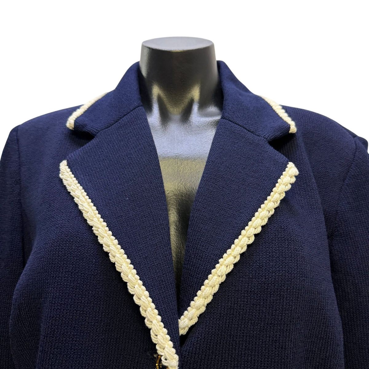 St John Collection Knit Jacket Navy White Size 12