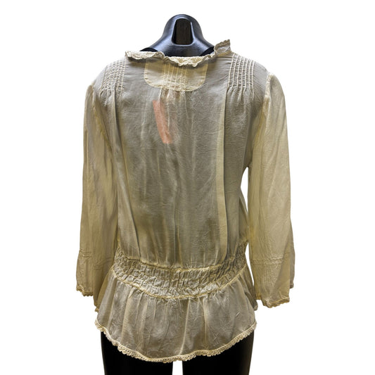 Johnny Was Ivory Embroidered Blouse With Button-Down XS