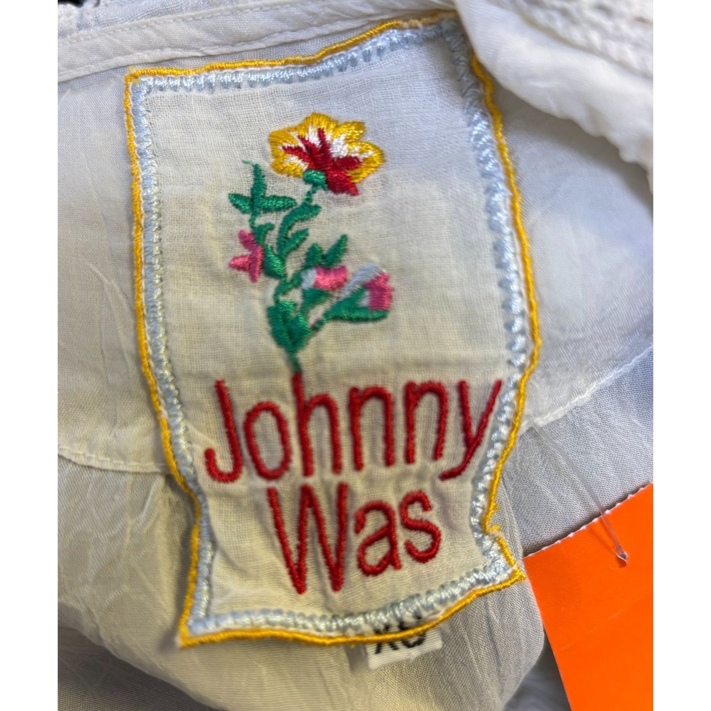 Johnny Was Ivory Embroidered Blouse With Button-Down XS
