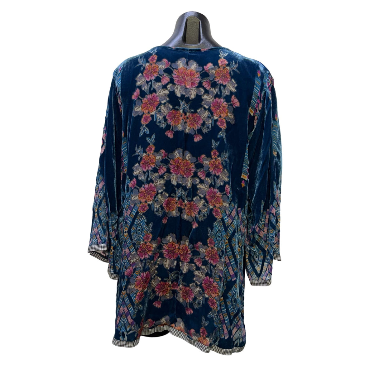 Johnny Was Blue Velvet Tunic Blouse L
