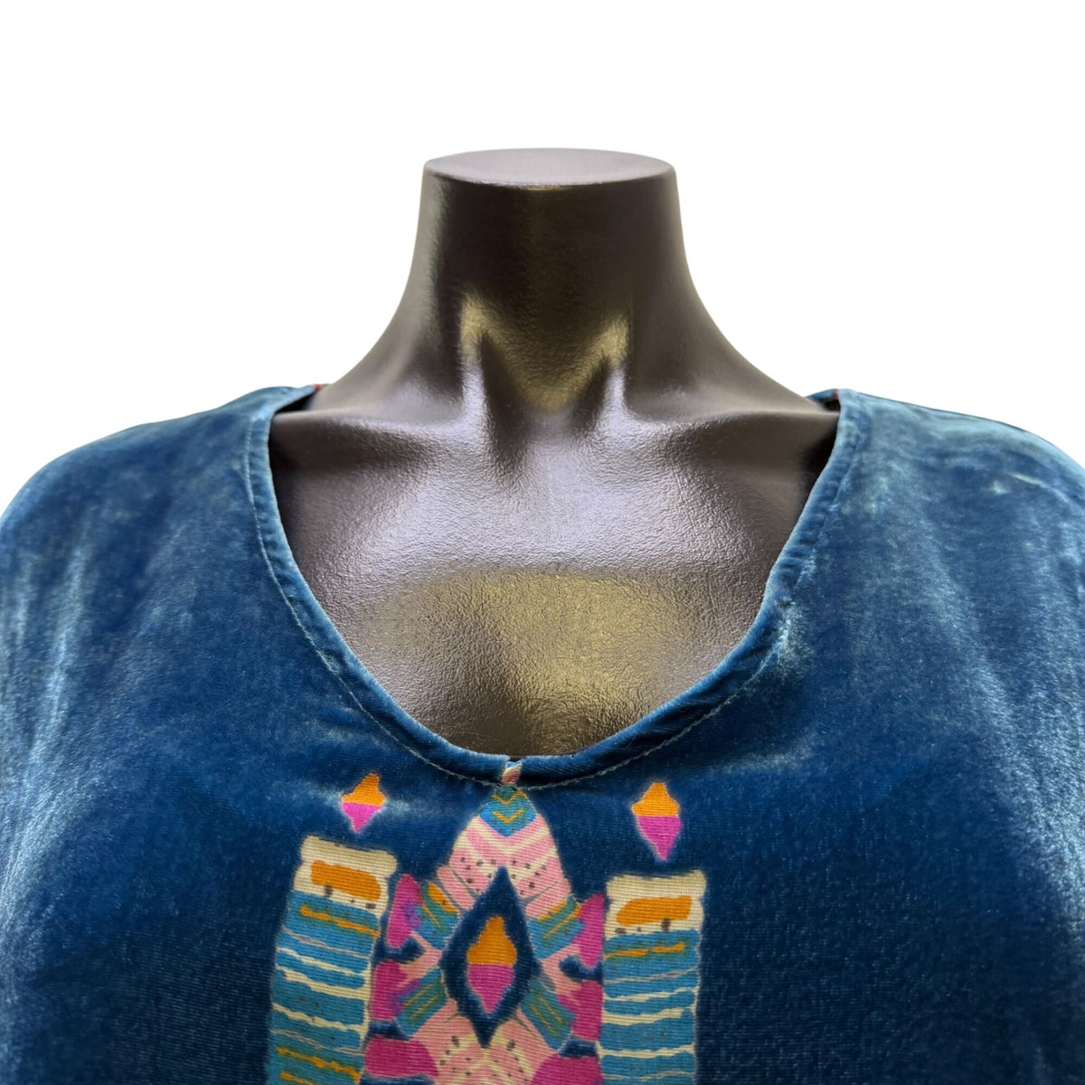 Johnny Was Blue Velvet Tunic Blouse L