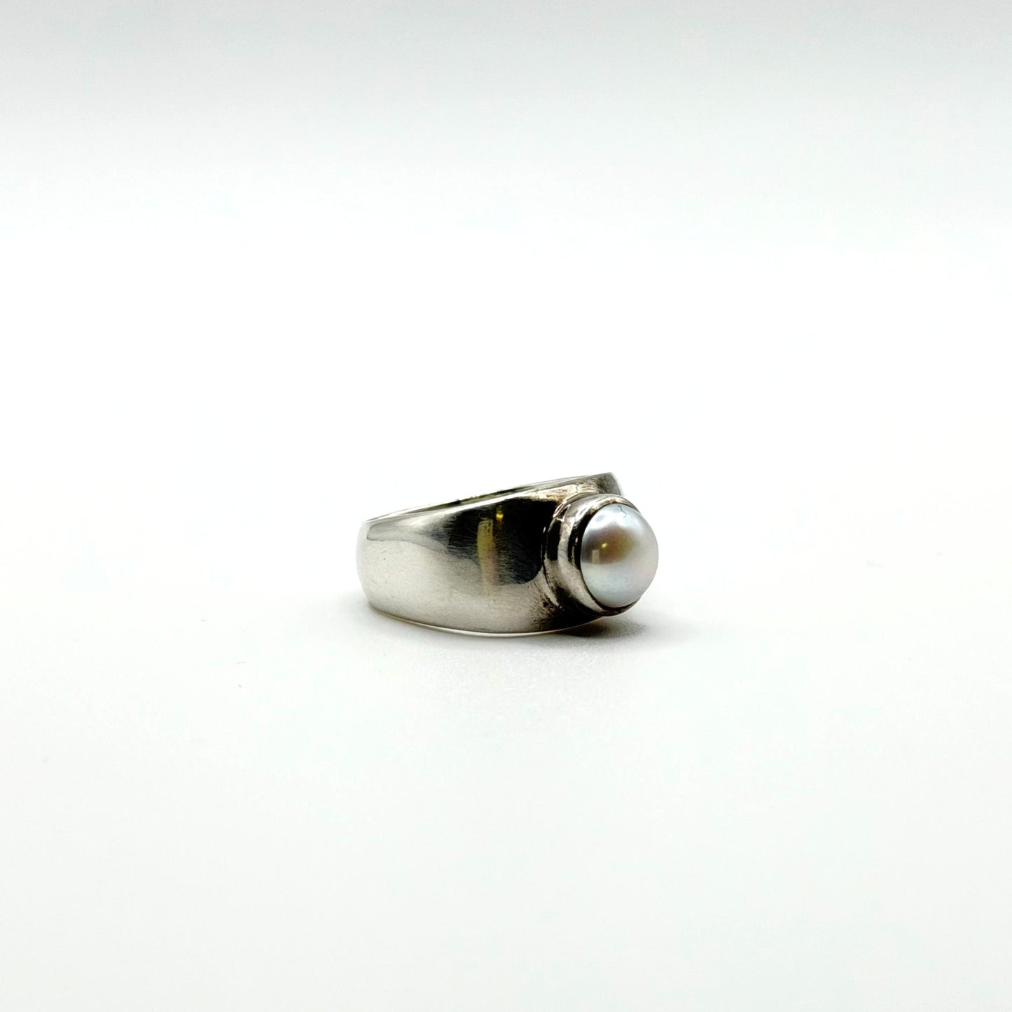 Janice Girardi JGD White Pearl 925 Sterling Silver Solitaire Ring Size 7.5