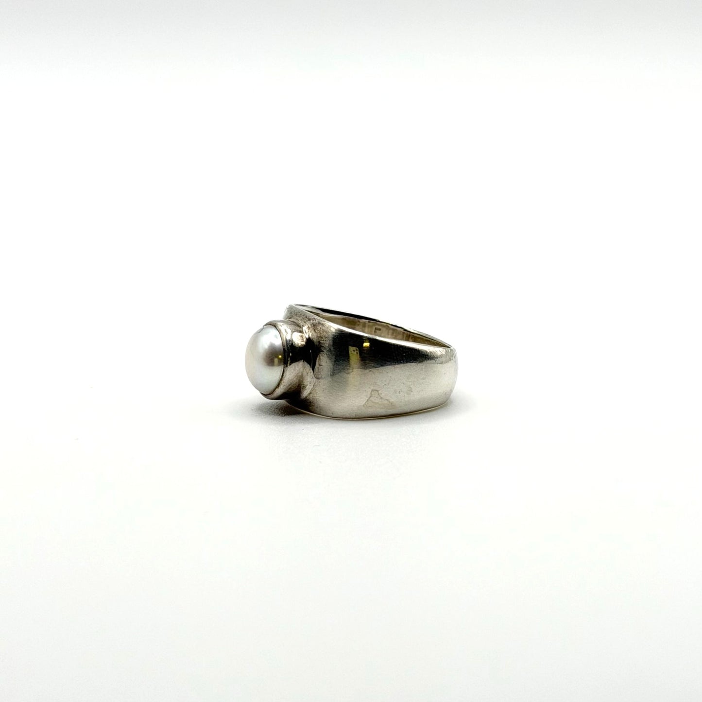 Janice Girardi JGD White Pearl 925 Sterling Silver Solitaire Ring Size 7.5
