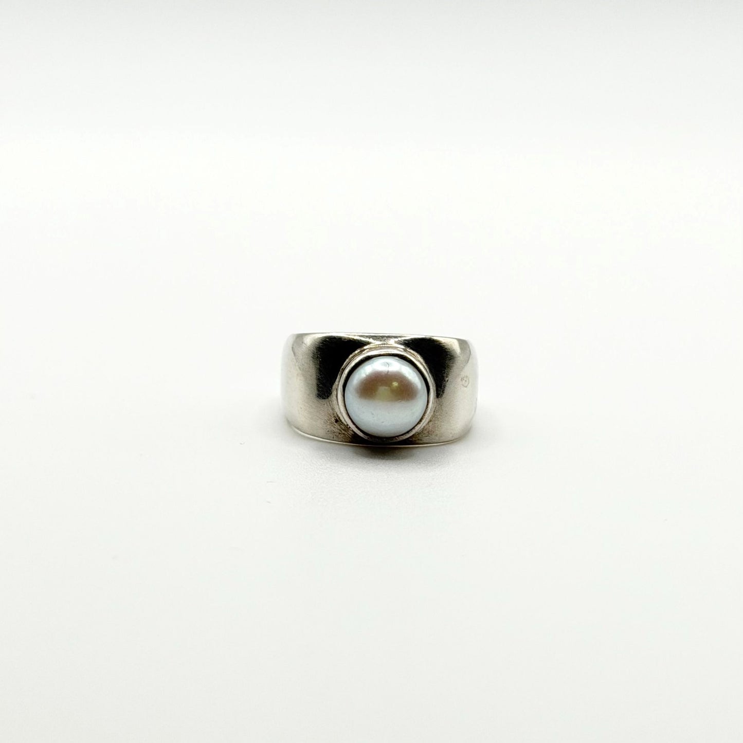 Janice Girardi JGD White Pearl 925 Sterling Silver Solitaire Ring Size 7.5