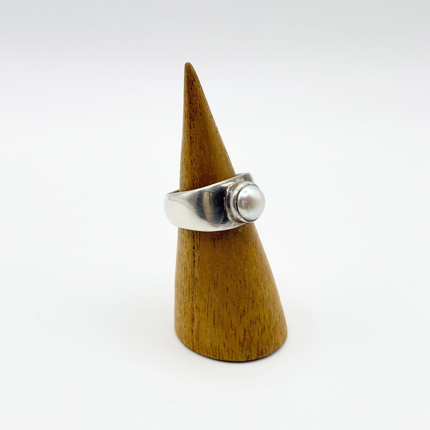 Janice Girardi JGD White Pearl 925 Sterling Silver Solitaire Ring Size 7.5