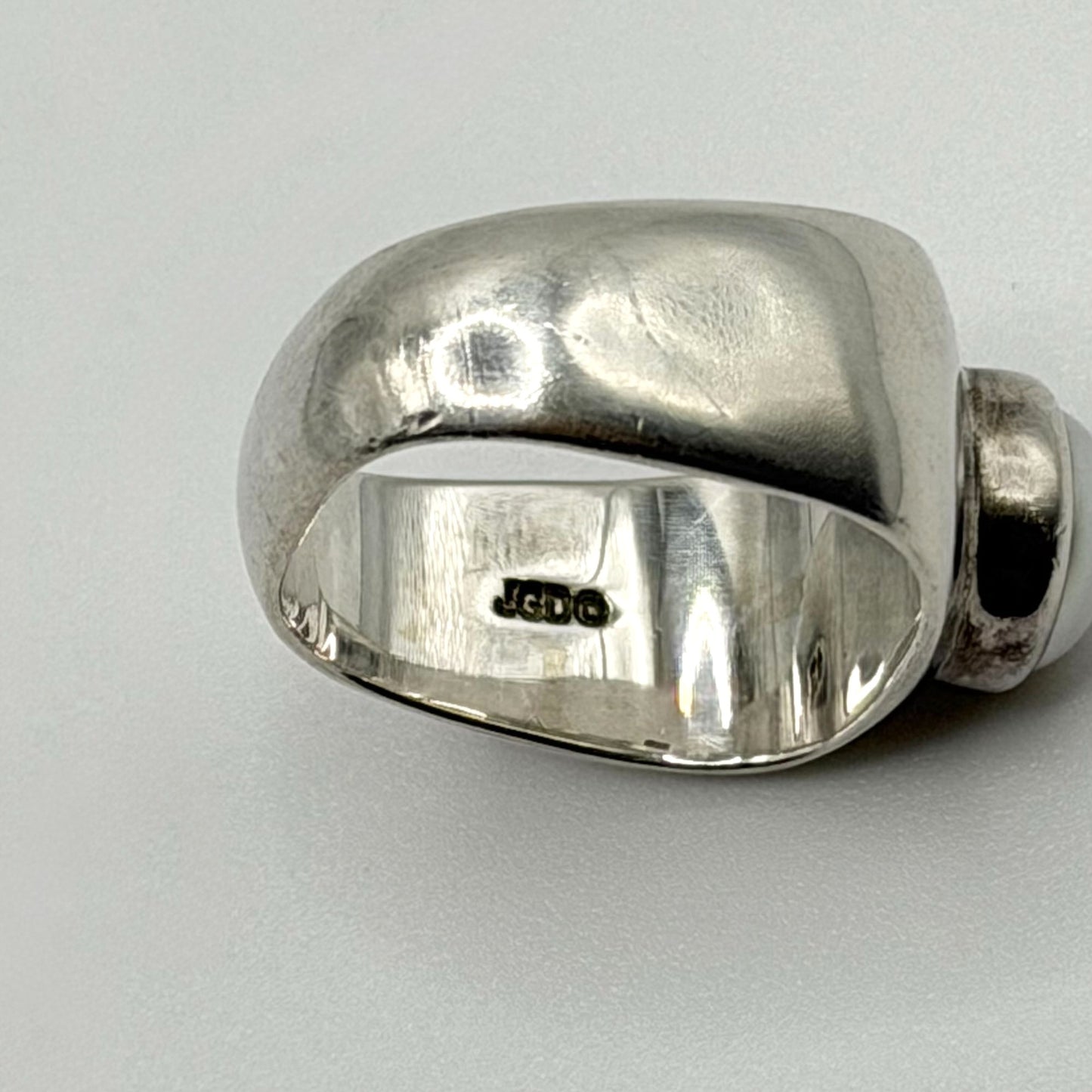 Janice Girardi JGD White Pearl 925 Sterling Silver Solitaire Ring Size 7.5