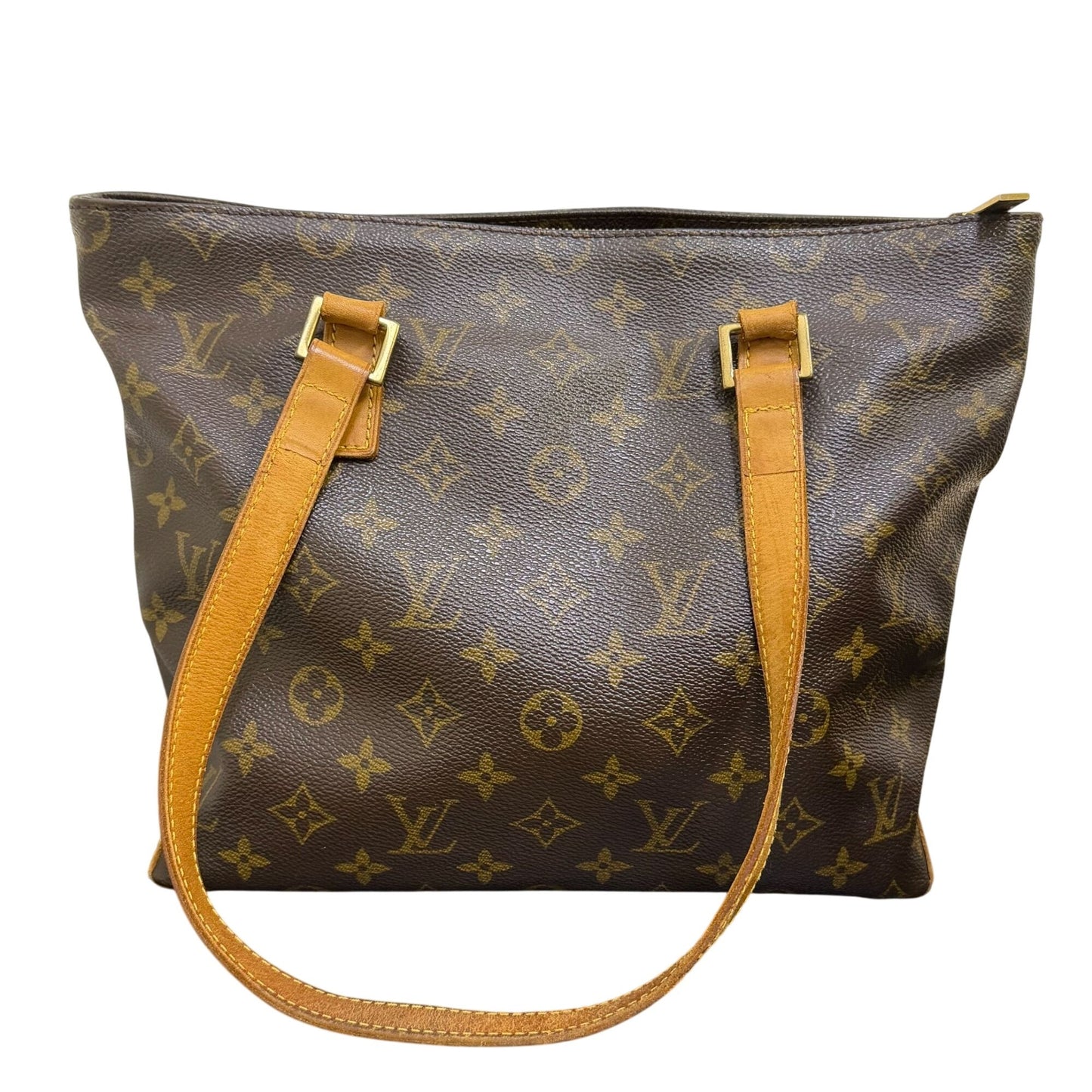Louis Vuitton Monogram Vintage Tote Purse With Leather Straps Classic Brown & Tan