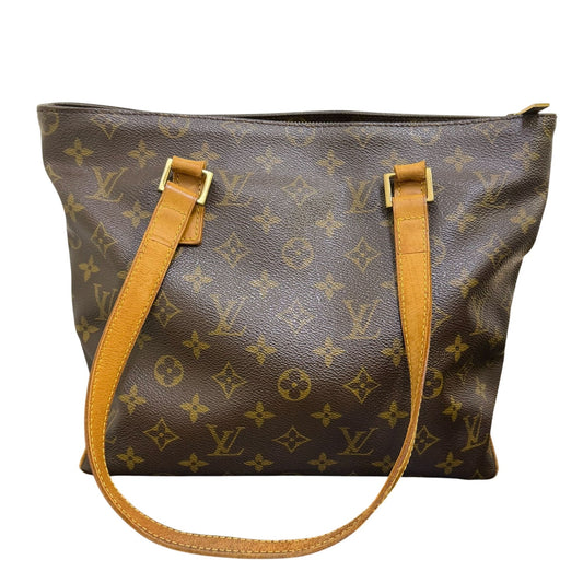 Louis Vuitton Monogram Vintage Tote Purse With Leather Straps Classic Brown & Tan