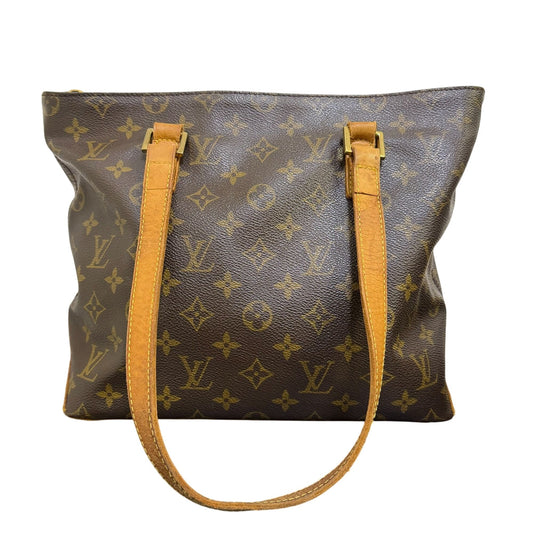 Louis Vuitton Monogram Vintage Tote Purse With Leather Straps Classic Brown & Tan