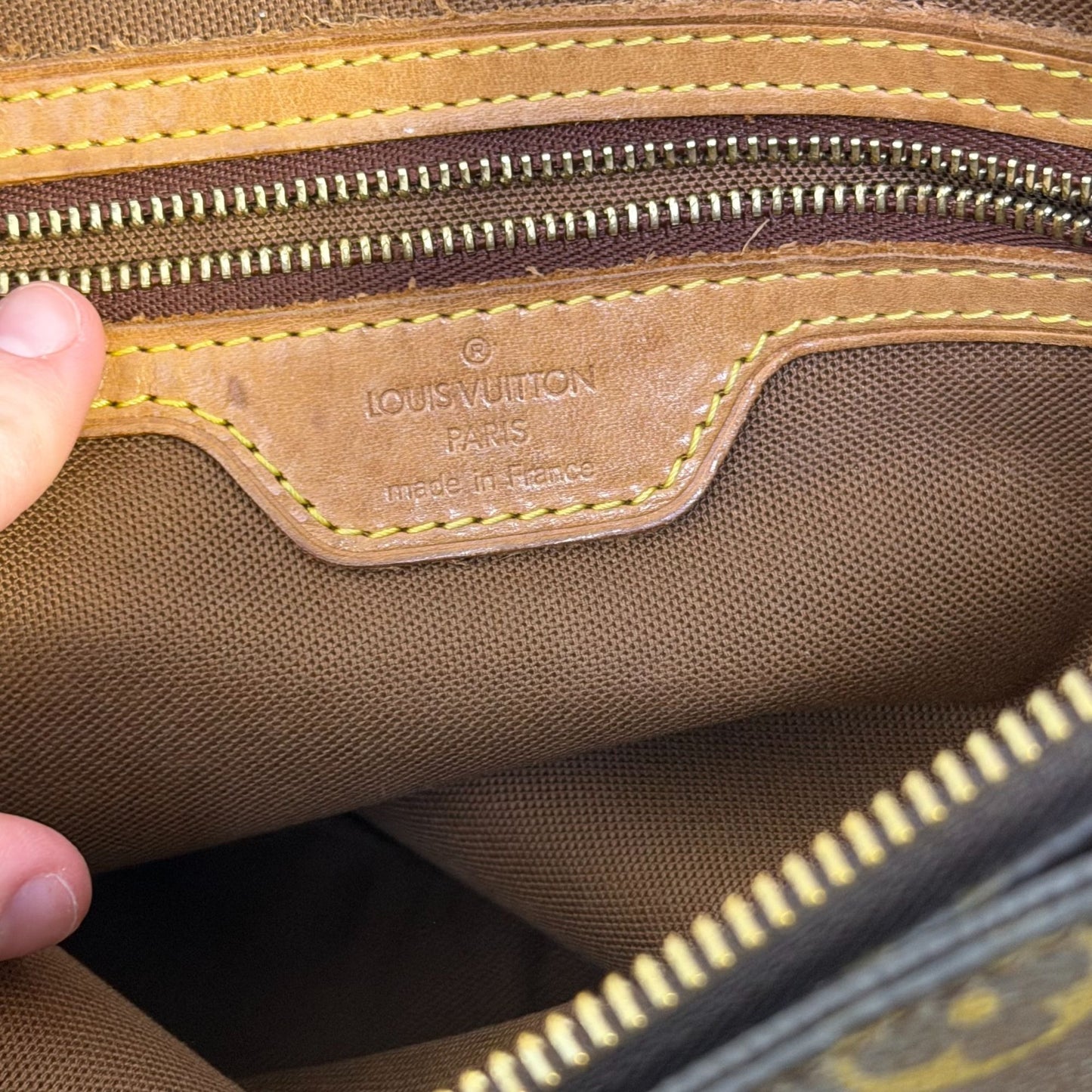 Louis Vuitton Monogram Vintage Tote Purse With Leather Straps Classic Brown & Tan