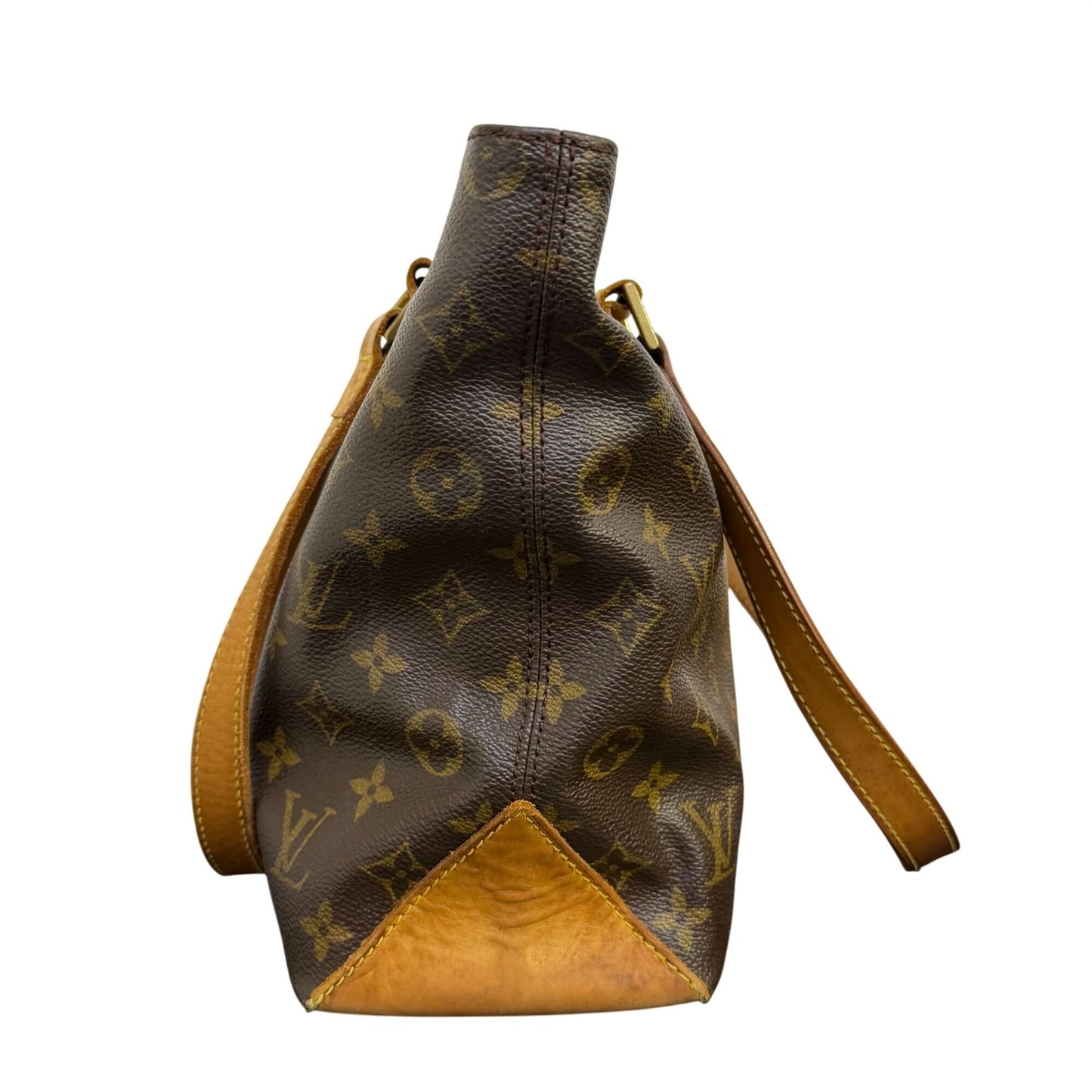 Louis Vuitton Monogram Vintage Tote Purse With Leather Straps Classic Brown & Tan