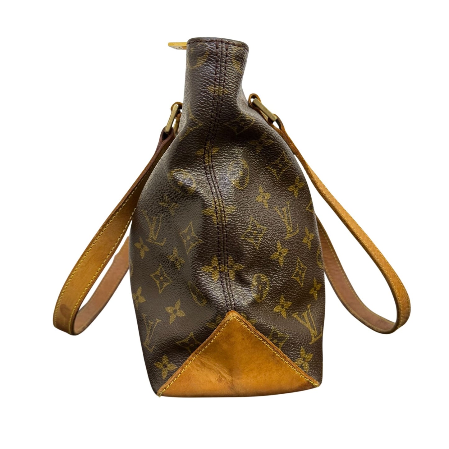 Louis Vuitton Monogram Vintage Tote Purse With Leather Straps Classic Brown & Tan