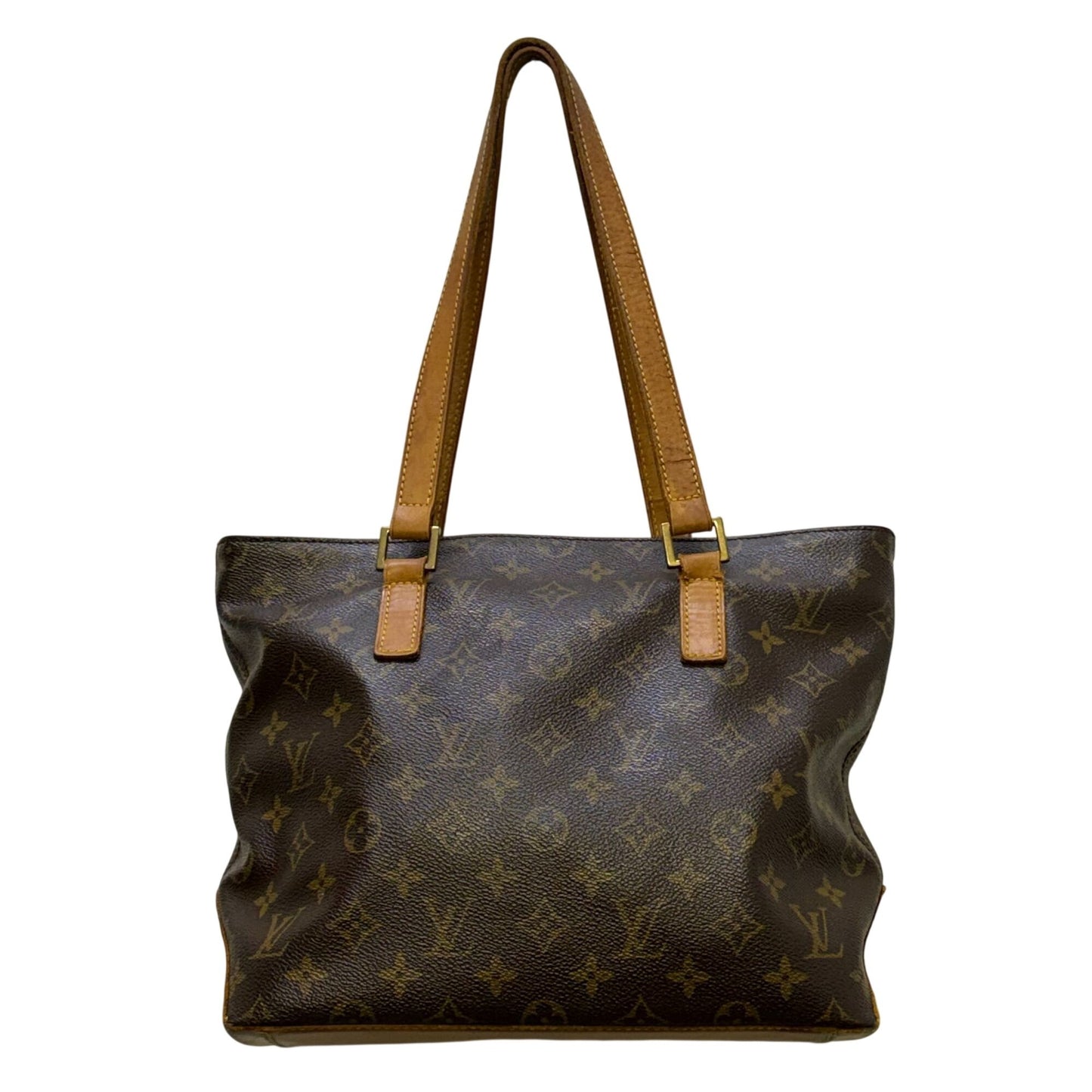 Louis Vuitton Monogram Vintage Tote Purse With Leather Straps Classic Brown & Tan