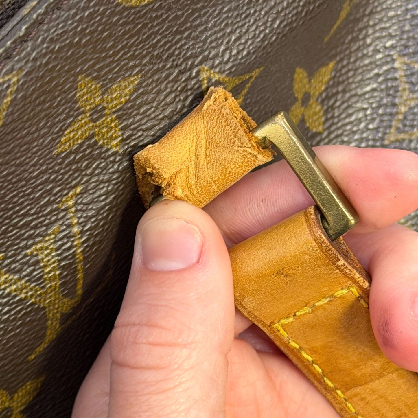 Louis Vuitton Monogram Vintage Tote Purse With Leather Straps Classic Brown & Tan