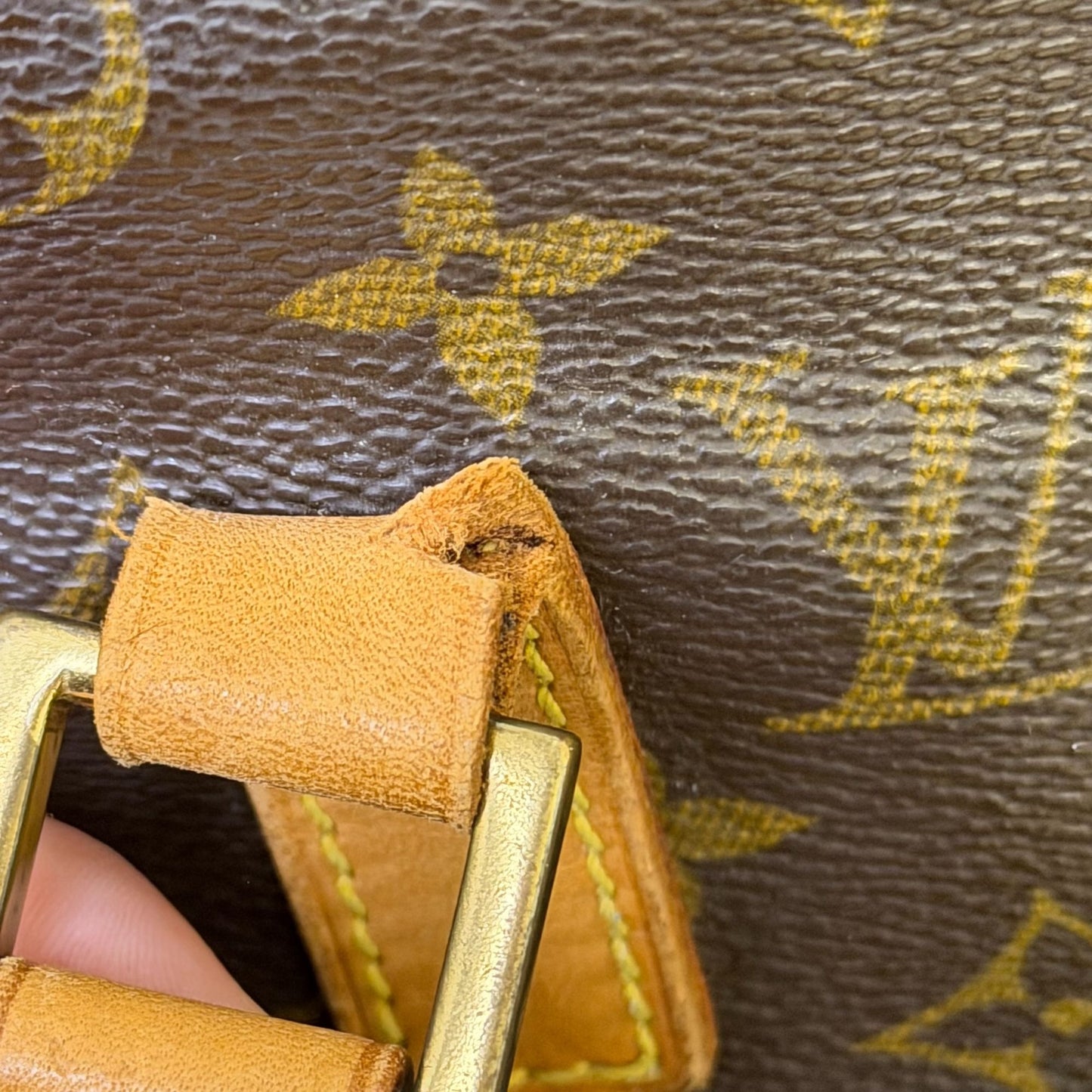 Louis Vuitton Monogram Vintage Tote Purse With Leather Straps Classic Brown & Tan