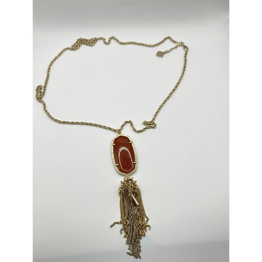 Kendra Scott Goldstone Pendant Necklace With Tassel & Chain