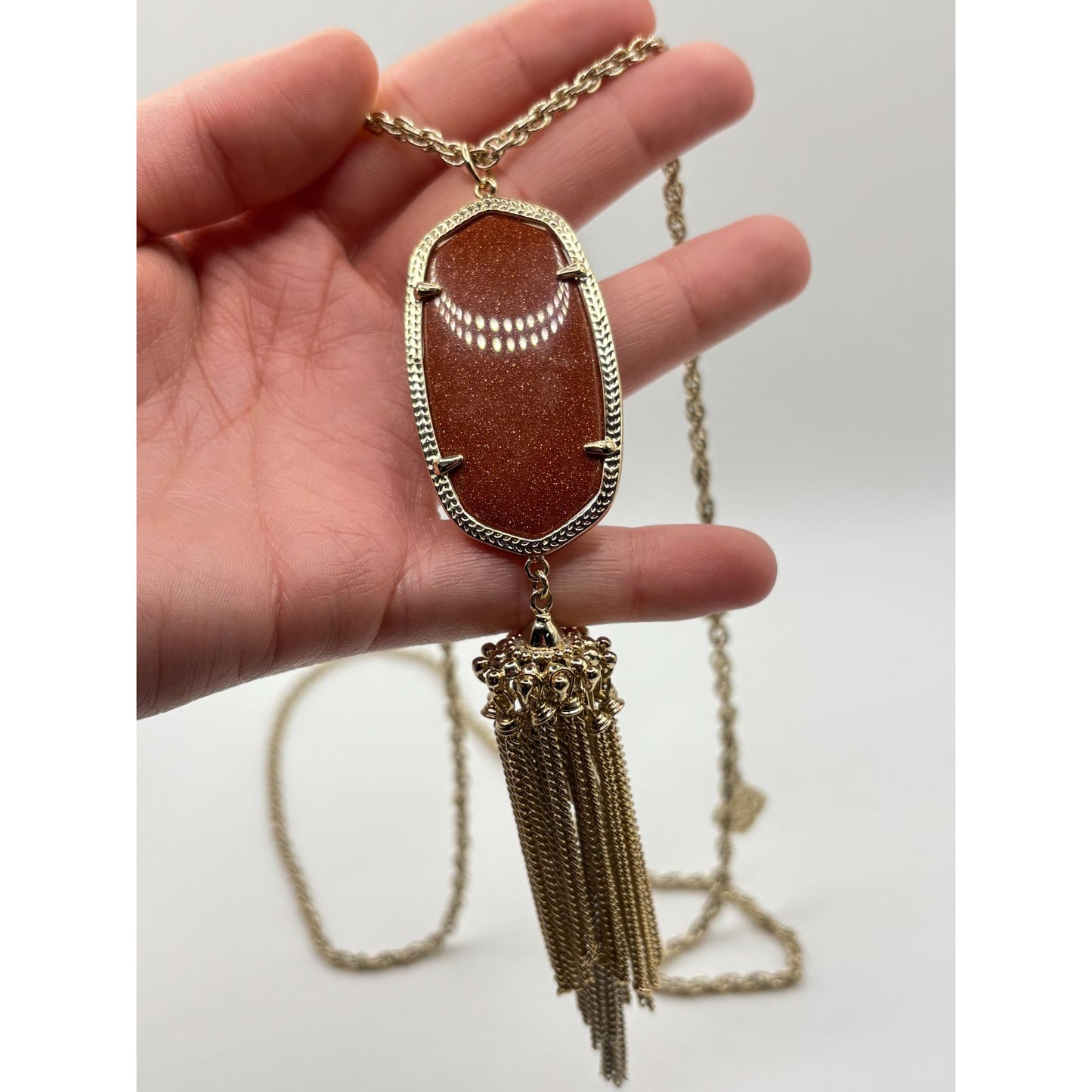 Kendra Scott Goldstone Pendant Necklace With Tassel & Chain
