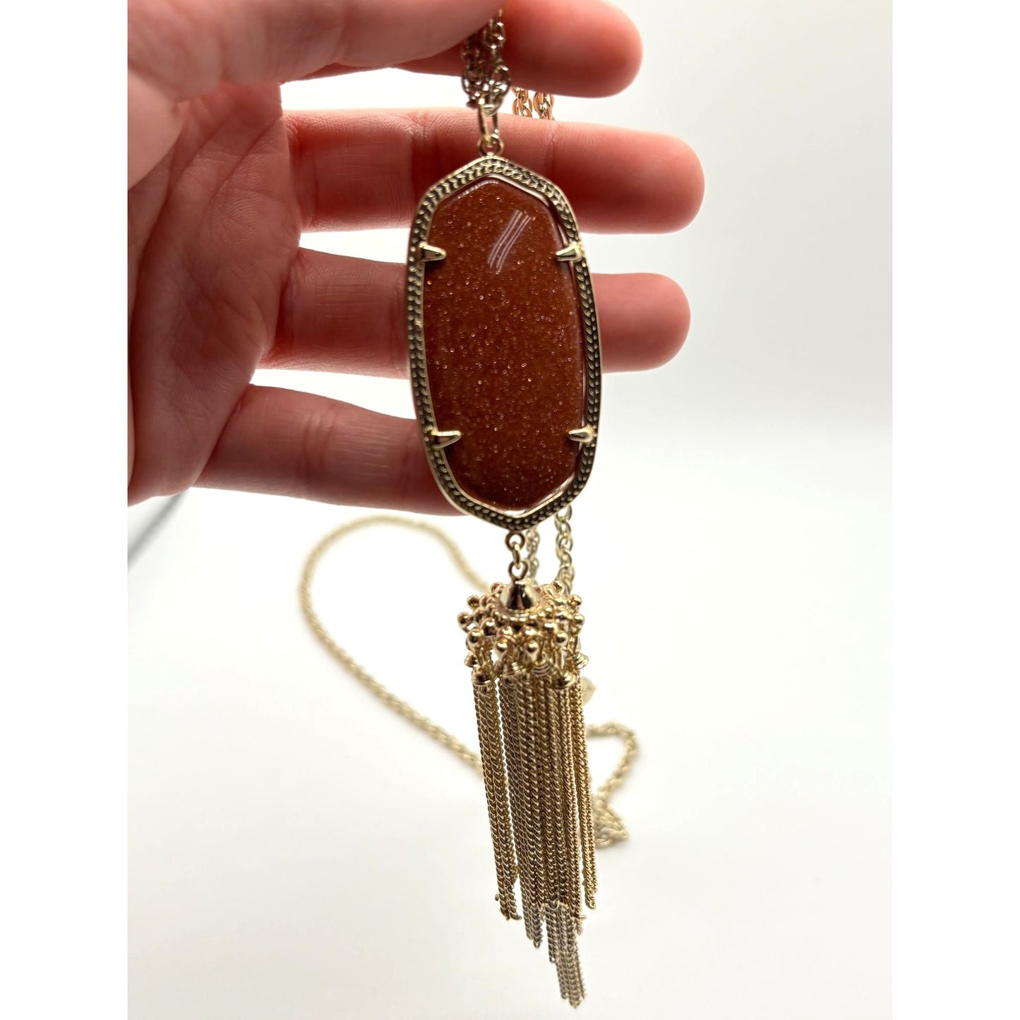 Kendra Scott Goldstone Pendant Necklace With Tassel & Chain