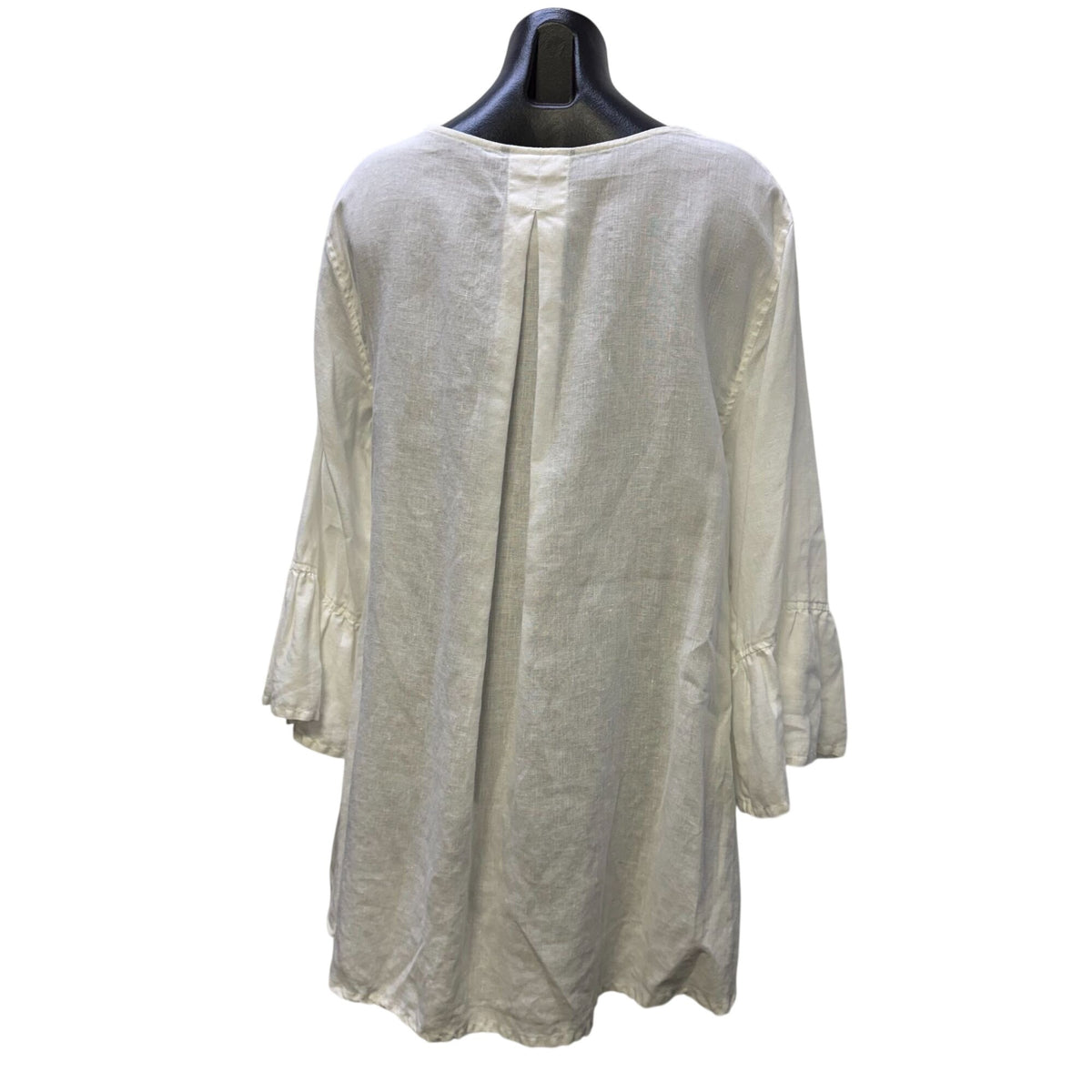 John Mark White Linen Blouse With Bell Sleeves XL