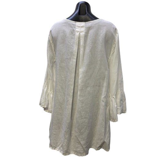 John Mark White Linen Blouse With Bell Sleeves XL
