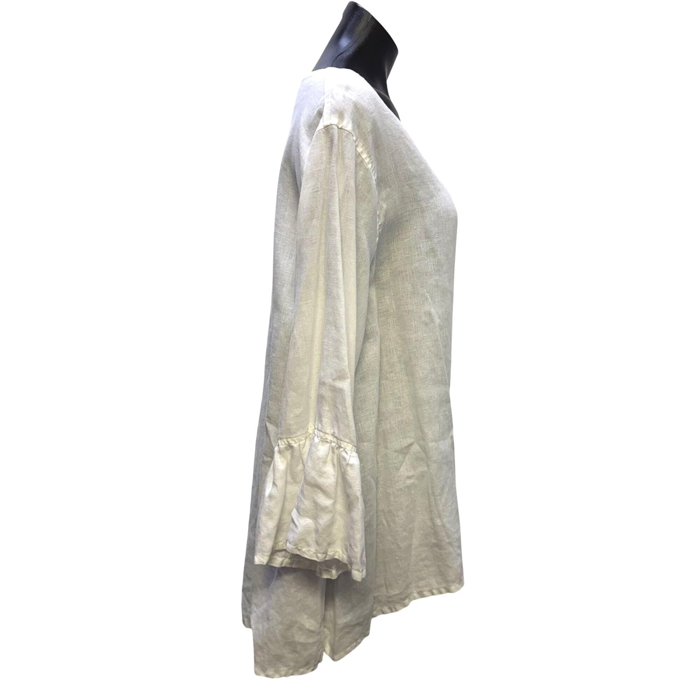 John Mark White Linen Blouse With Bell Sleeves XL