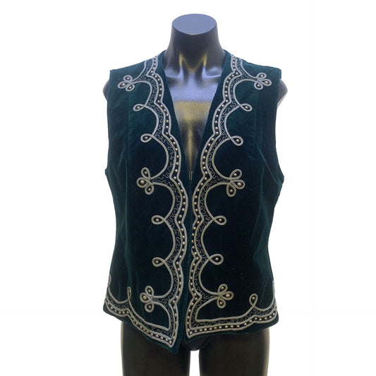 Vintage Double D Ranch Velvet Embroidered, Appliques, & Studded Vest Size Medium