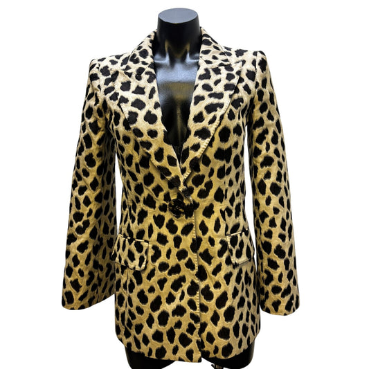 Giorgio Armani Leopard Print Blazer Jacket Tan Brown S