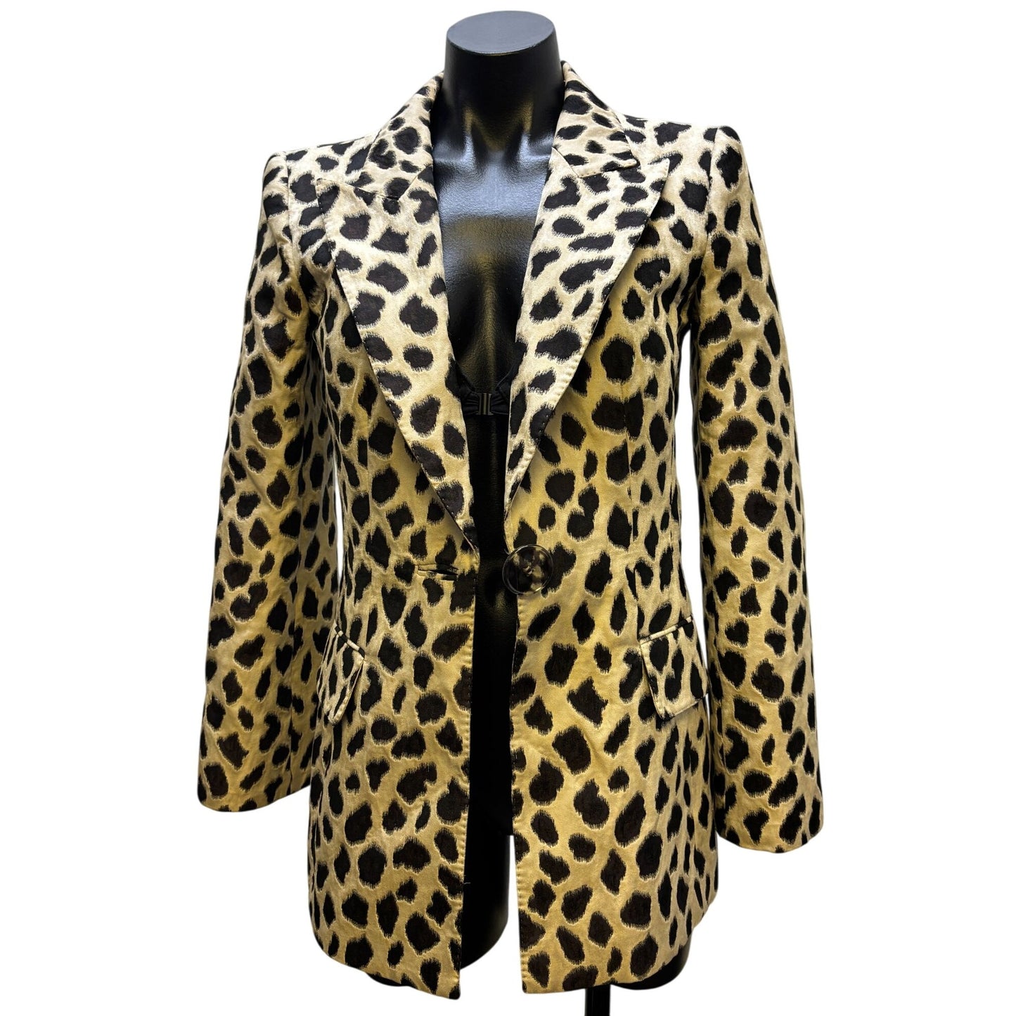 Giorgio Armani Leopard Print Blazer Jacket Tan Brown S