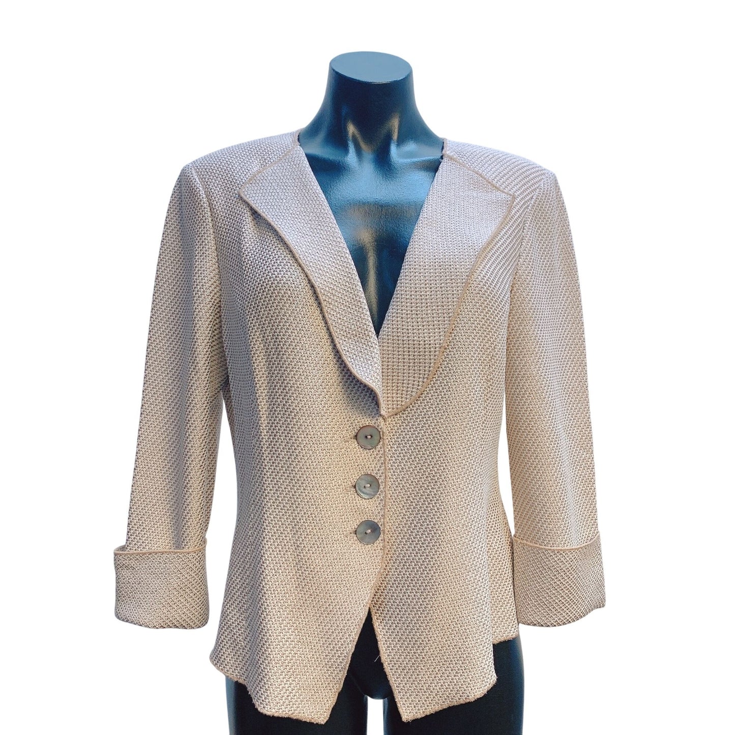 St. John Beige Textured Knit  Blazer Jacket Size10