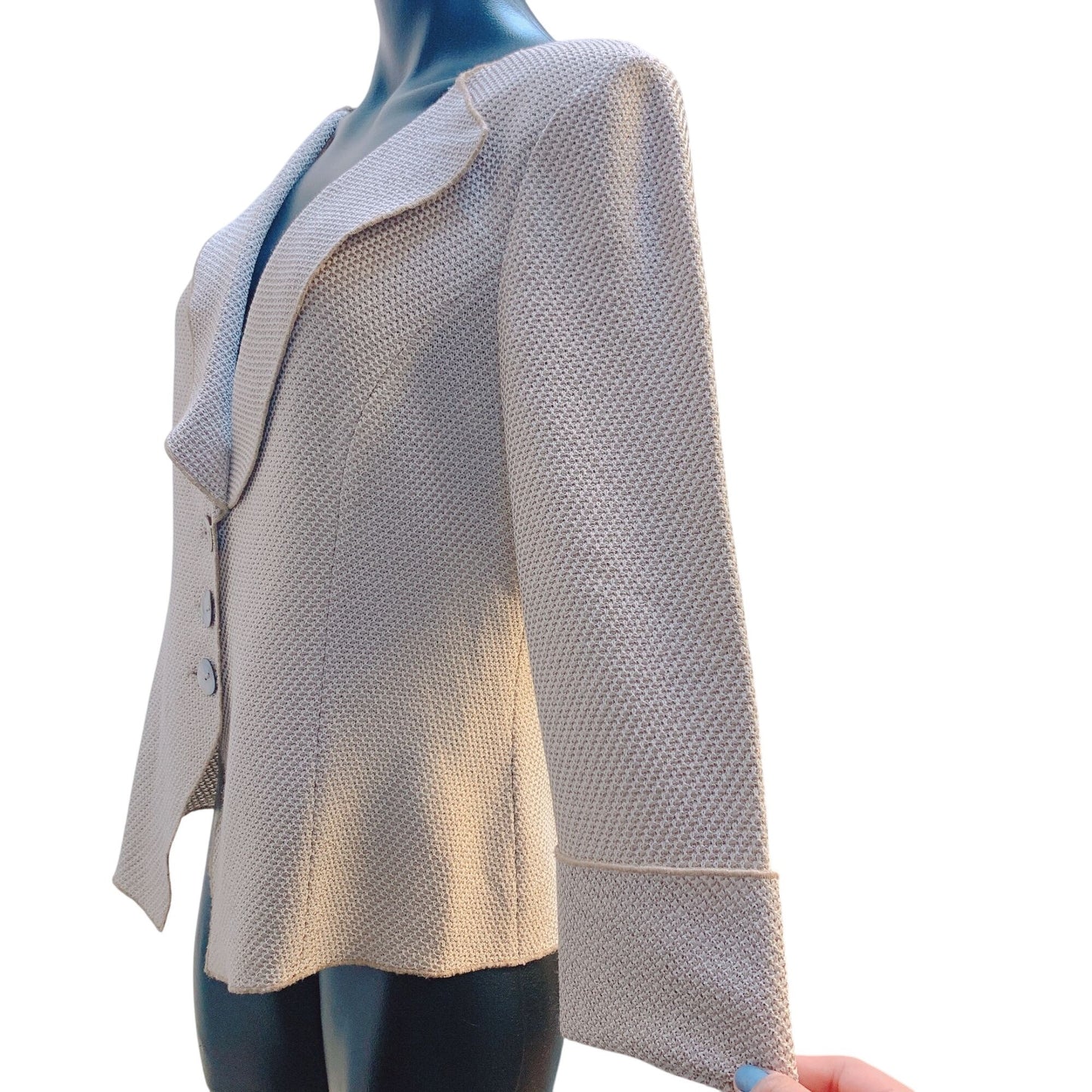 St. John Beige Textured Knit  Blazer Jacket Size10