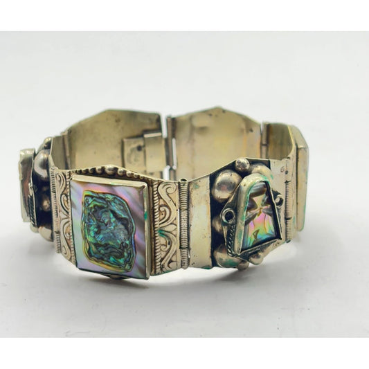 Vintage 925 Silver Abalone Bracelet