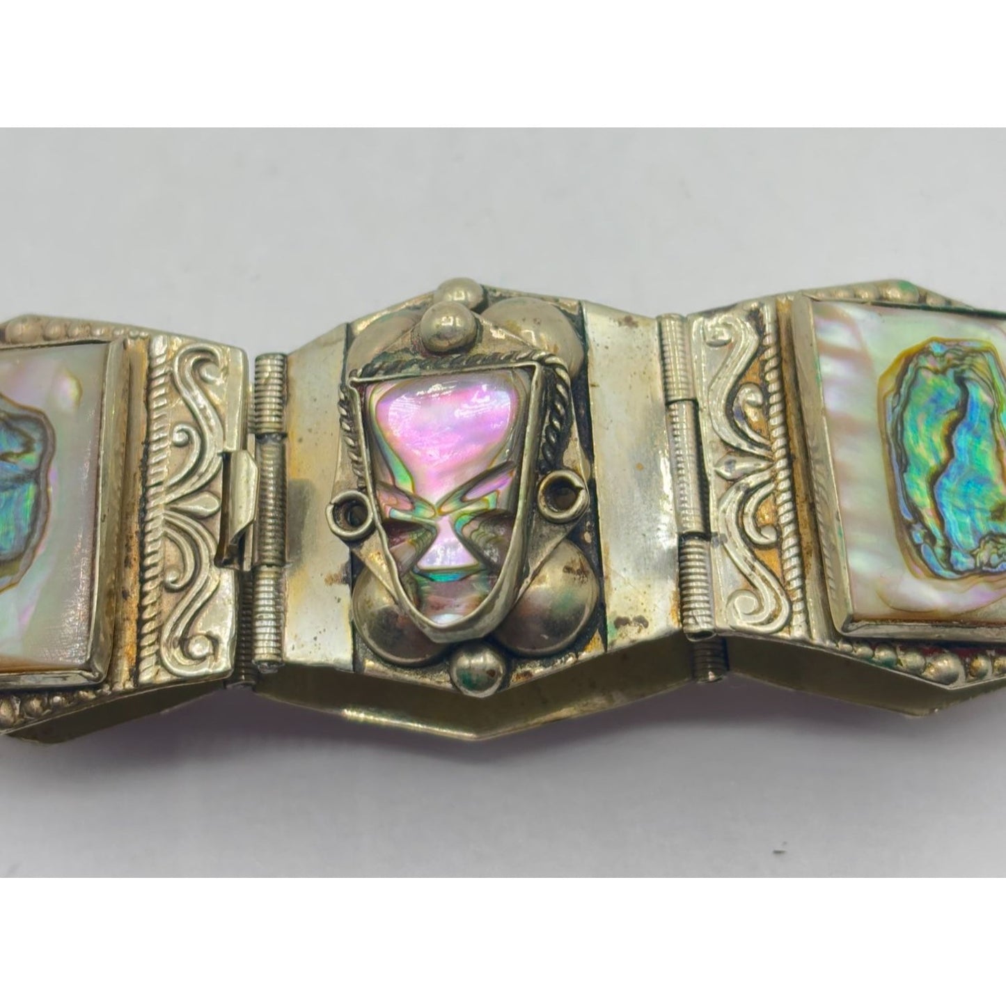 Vintage 925 Silver Abalone Bracelet