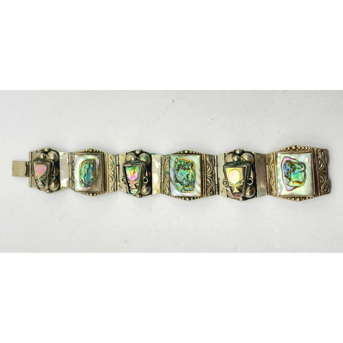 Vintage 925 Silver Abalone Bracelet