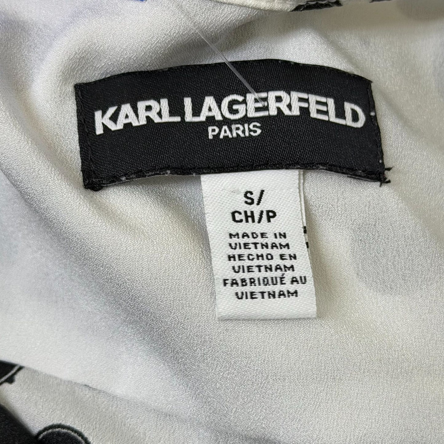 Karl Lagerfeld Sunglass Print Blouse Black & White Long Sleeve Size S