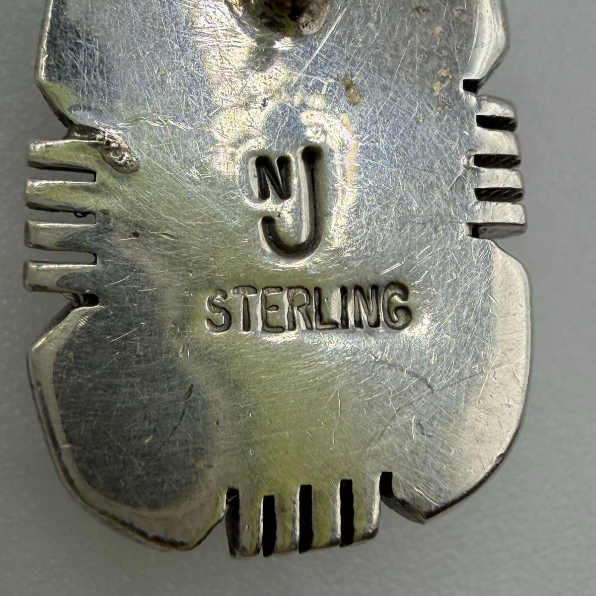 Navajo White Buffalo Sterling Silver Rectangular Earrings