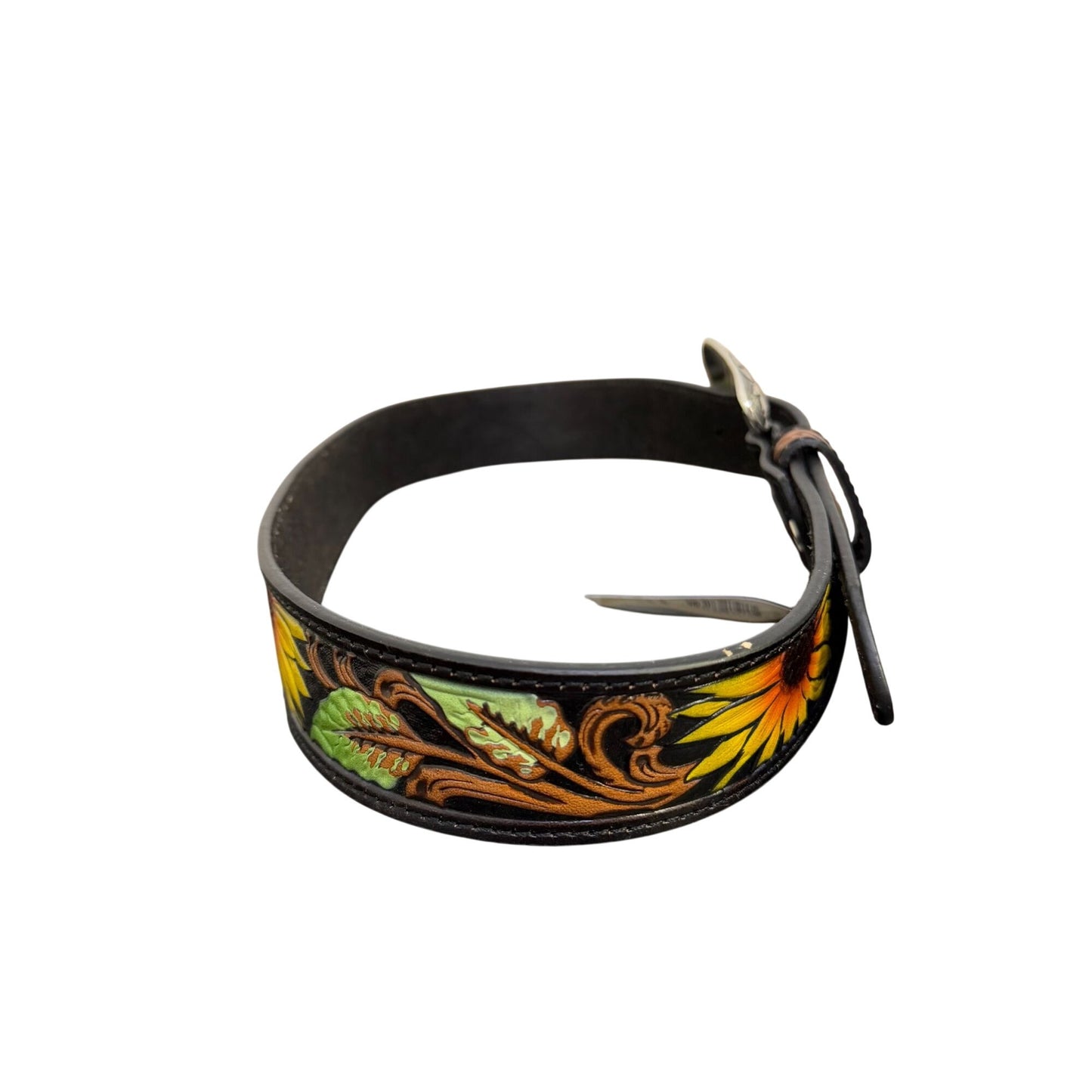 Nocona Belt Co. Genuine Leather Black Western Belt With Floral Embossing
