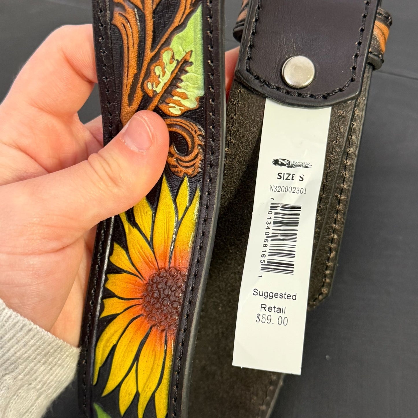 Nocona Belt Co. Genuine Leather Black Western Belt With Floral Embossing
