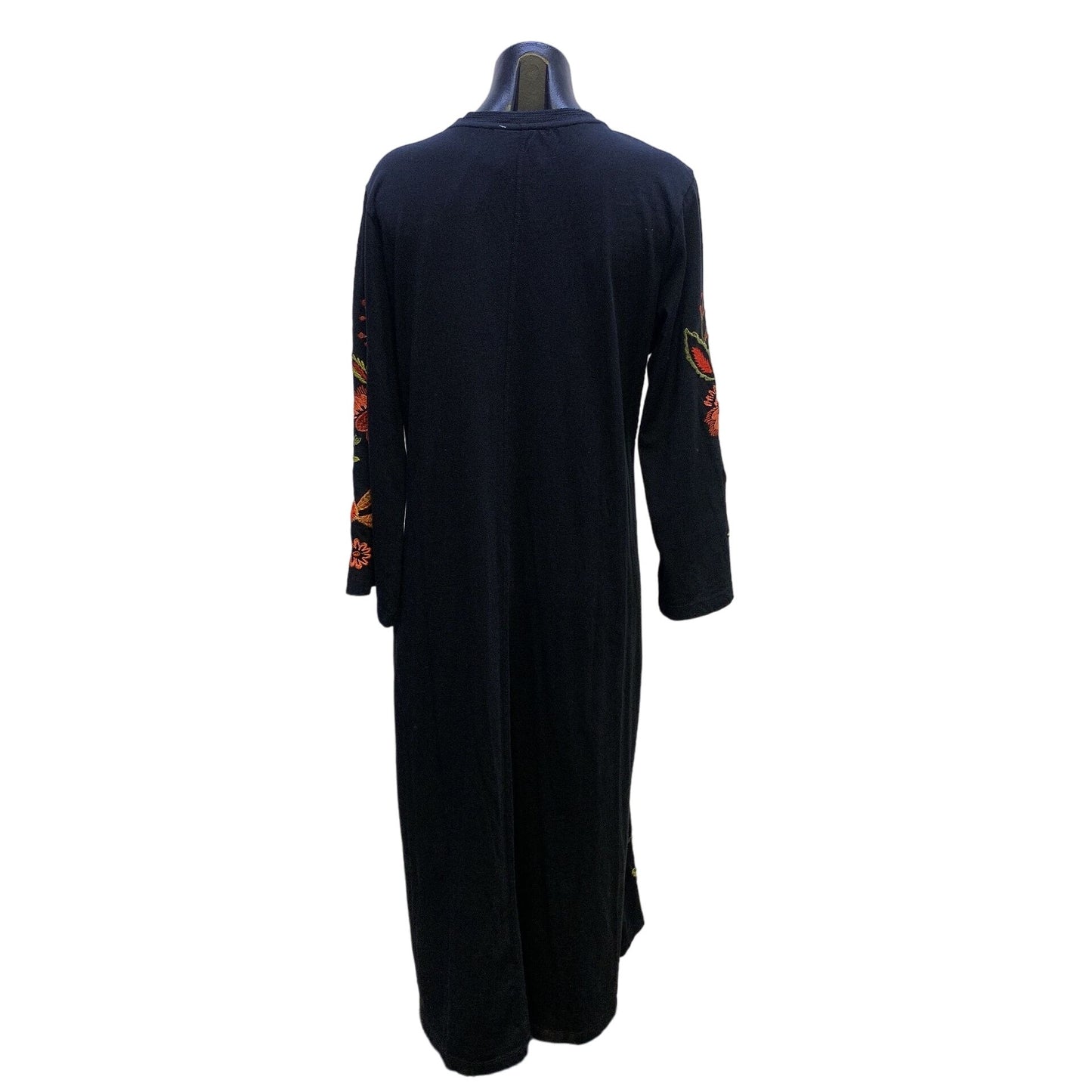 Johnny Was Black Floral Embroidered Maxi Dress M