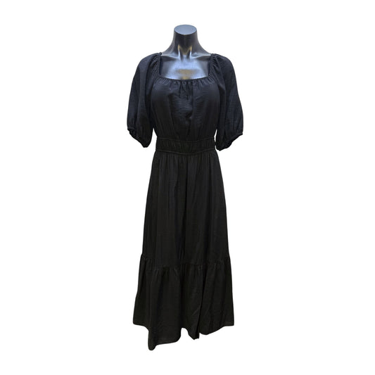 Saks Fifth Avenue Black Maxi Dress w/Puff Sleeves