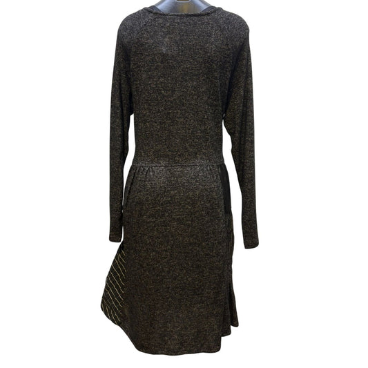 Alembika Long Sleeve Patchwork Dress Grey Black M